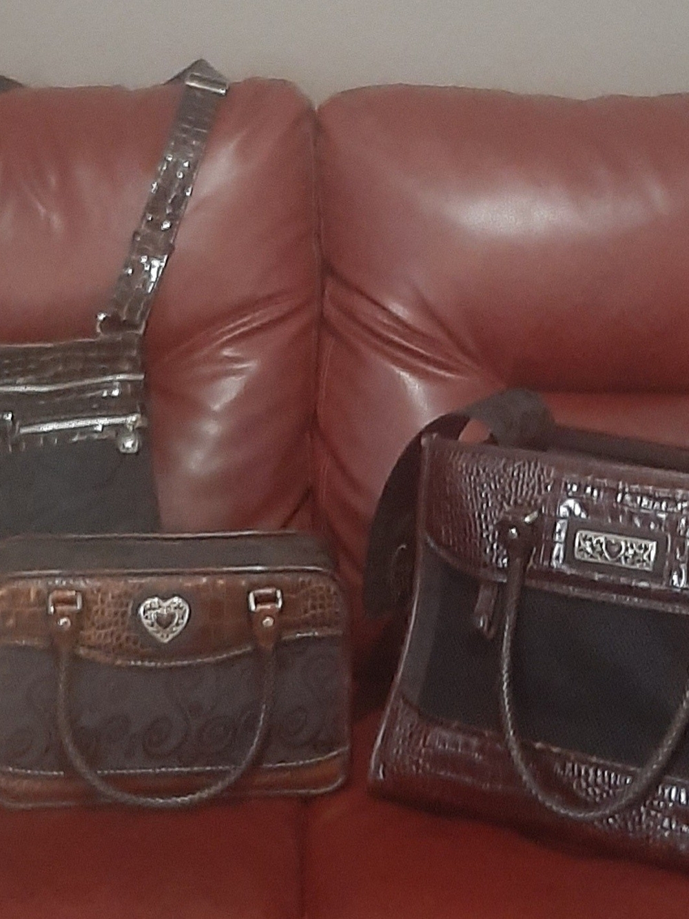 Women's Brown Leather Satchel Handbag - Brown